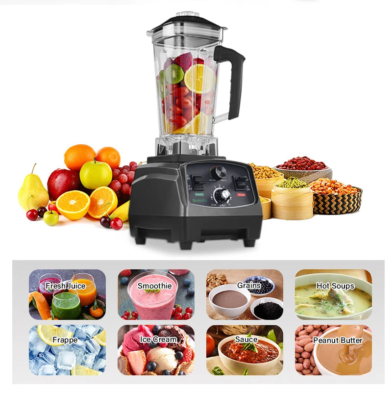 Heavy Duty Commercial Kitchen Timer Smoothies Bar Blender Juicer Frozen Fruit For Shakes Ice Smoothies BPA Free 2L Jar