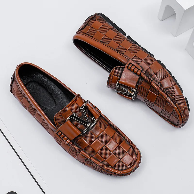 High Quality Genuine Leather Men's Casual Shoes Brand Cowhide Leather Shoes Crocodile Pattern Loafers Ladies Moccasin Flat Shoes