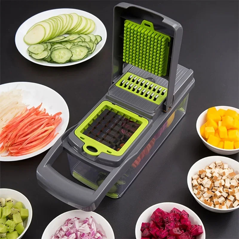 14pcs/Set Vegetable Chopper Multifunctional Fruit Slicer Manual Food Grater Cutter With Container Mincer Chopper Kitchen Stuff