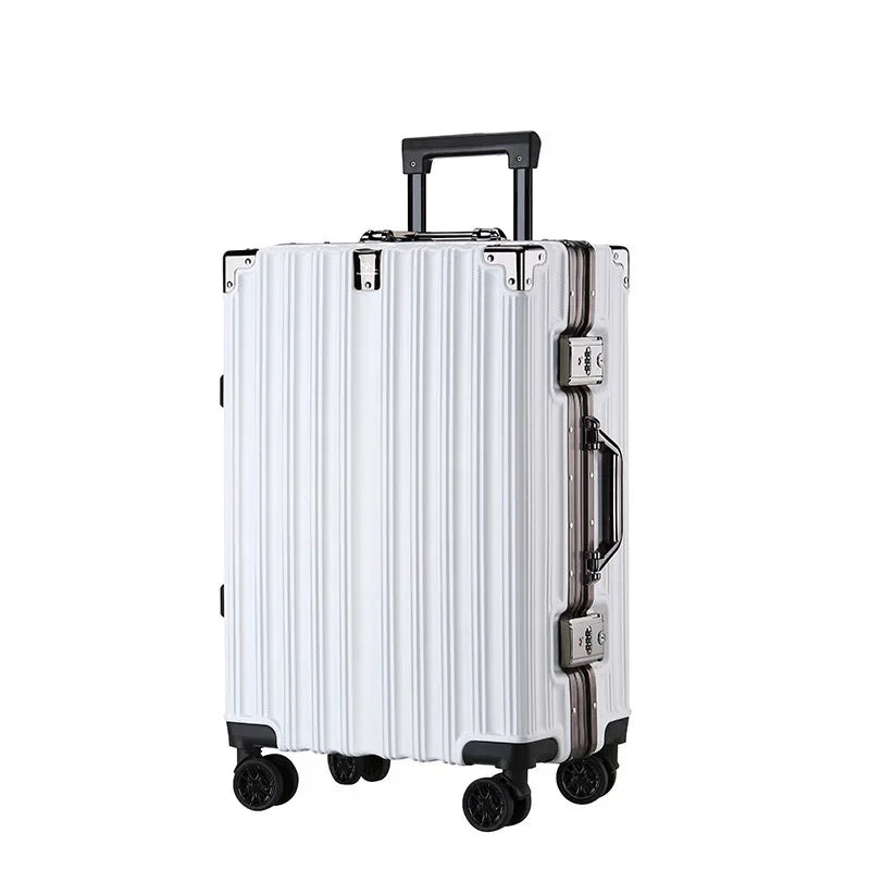 Trolley Luggage Aluminum Frame Rolling Luggage Case 20 24 26 28 inch Travel Suitcase on Wheels Combination Lock Carry on Luggage