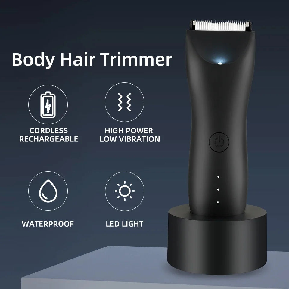 Men's Hair Removal Intimate Areas & Pubic Hair Electirc Razor for Men Wet and Dry Body Shavers with LED Body Trimmer Men Balls