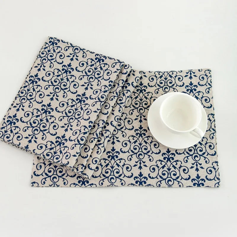 Waterproof Chinese Classical Cotton Linen Tablecloth Printed Blue and White Porcelain Table Cloth Home Dining Decor Table Cover