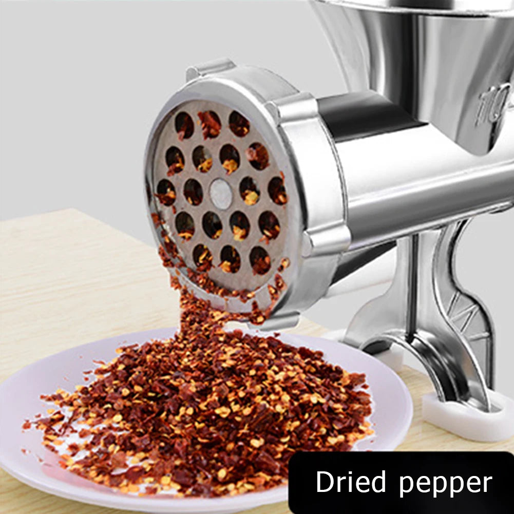 Manual Meat Grinder Silver Aluminum Alloy Powerful Meat Grinder Home Sausage Kitchen Appliances Chop Pepper Supplies Meat Mincer