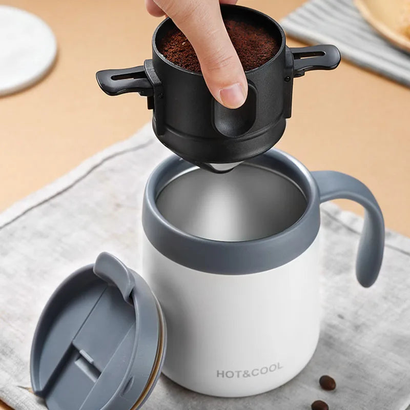 Filtre à café Portable en acier inoxydable 304, porte-goutte à café et thé, tasse réutilisable, goutteur de café, ensemble de tasses à thé, cafetière