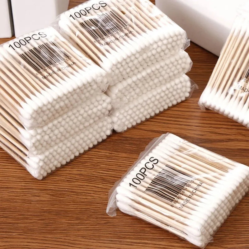 200pcs/Box Bamboo Baby Cotton Swab Wood Sticks Soft Cotton Buds Cleaning of Ears Tampons Cotonete Pampons Health Beauty