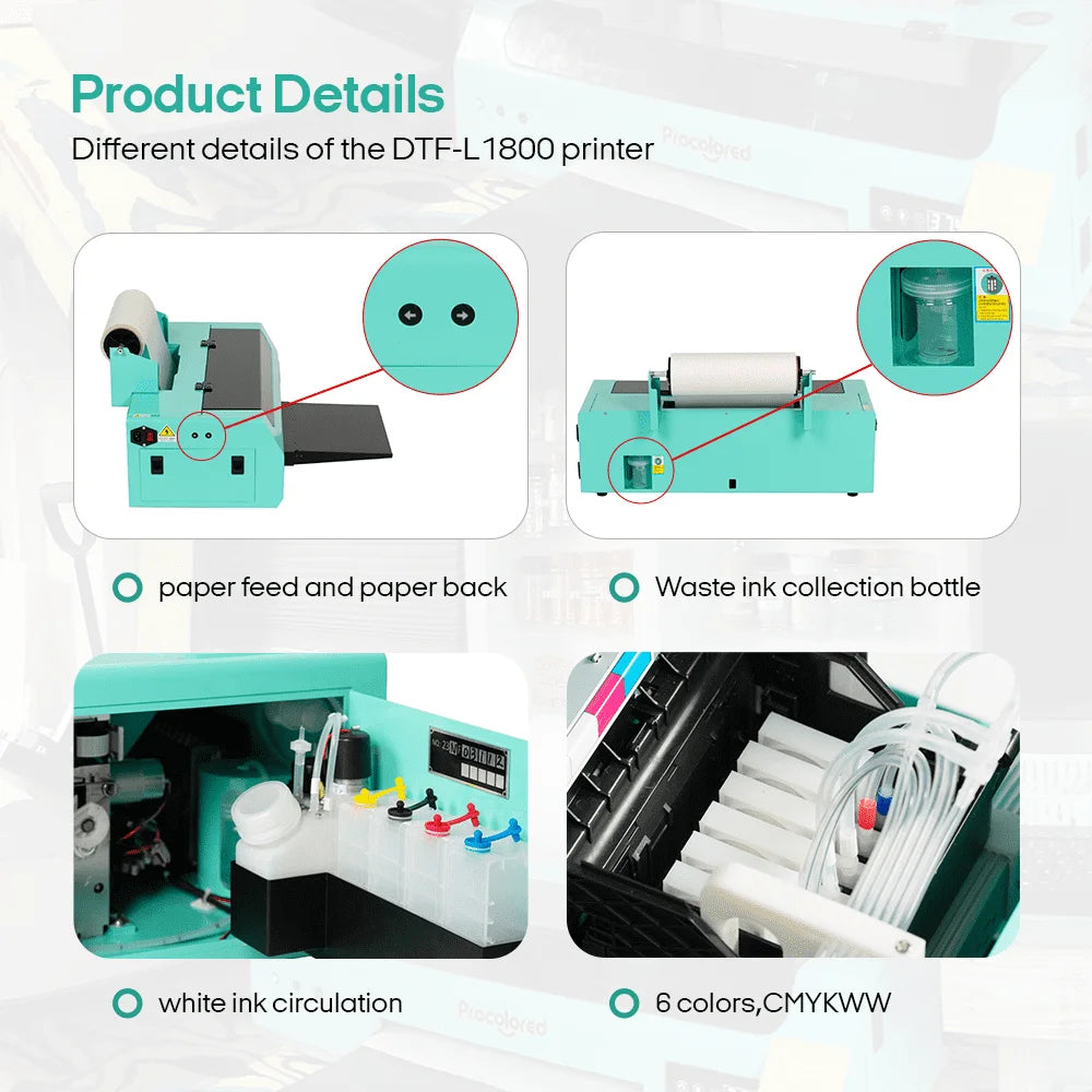 Procolored DTF Transfer Printer A3+ L1800 DTF Printer T Shirt Printing Machine With Curing Oven for Clothes Hoodies Jeans