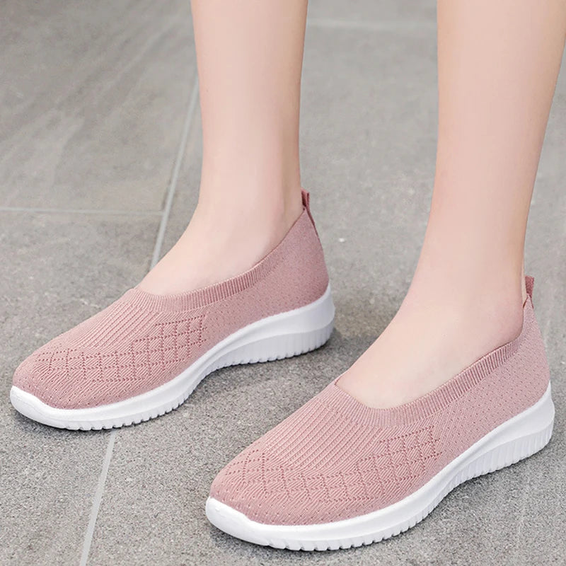 Summer Women Flats Shoes Breathable Casual Women Sneakers Plus Size Sport Shoes Non-Slip Walking Shoes