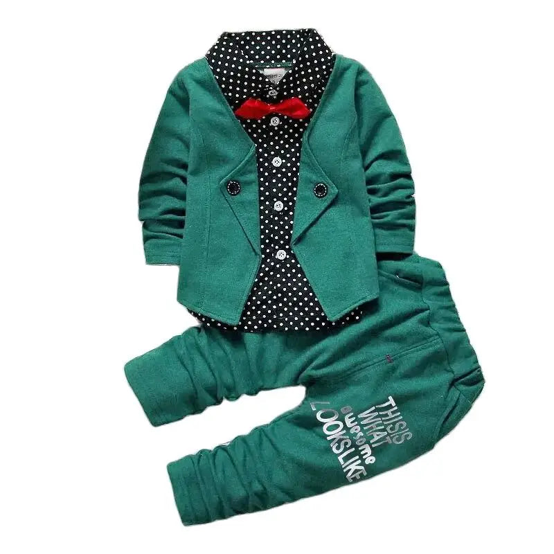 Kids Thinner Clothes Sets Spring Autumn Tracksuit Baby Boys Kid Long Sleeve Gentleman Suits Children T Shirt Pants Clothing Sets