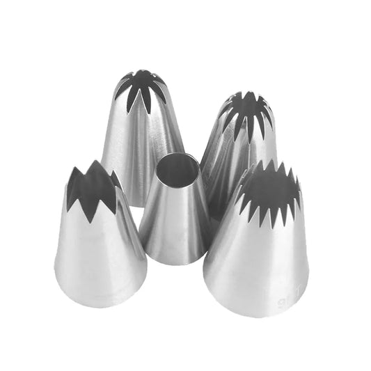 5Pcs Large Metal Cake Cream Decoration Tips Set Pastry Tools Stainless Steel Piping Icing Nozzle Cupcake Head Dessert Decorators