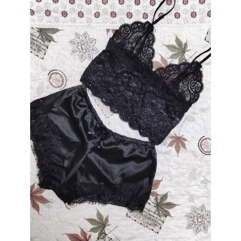 Lingerie Lace Sexy Suspenders Pajama Pantsuit Lingerie Set