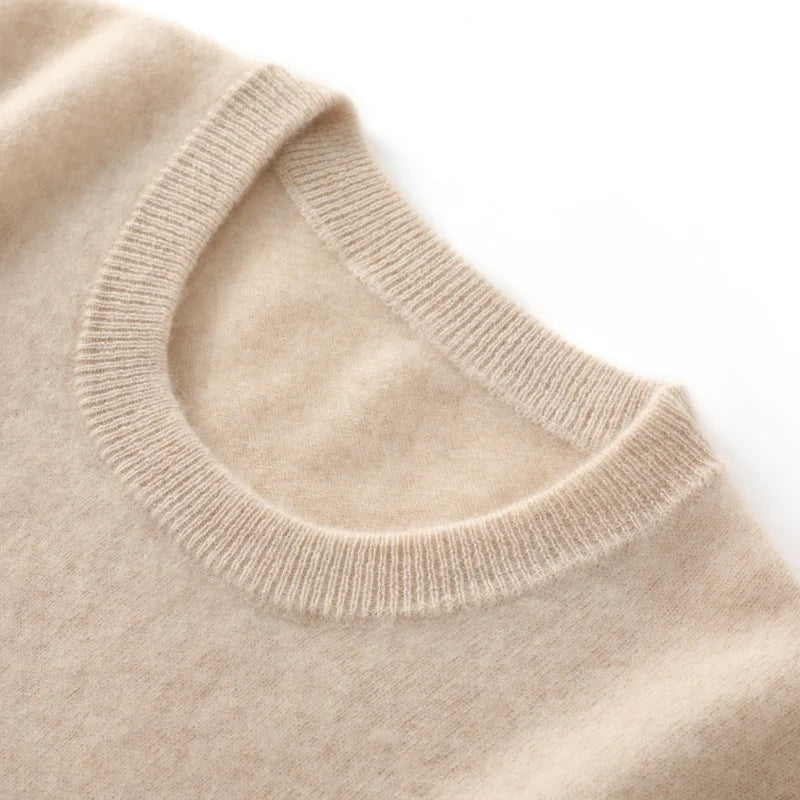 100% pure wool men's sweater O-neck knitted long sleeved men's pullover basic solid color casual fashion men's top