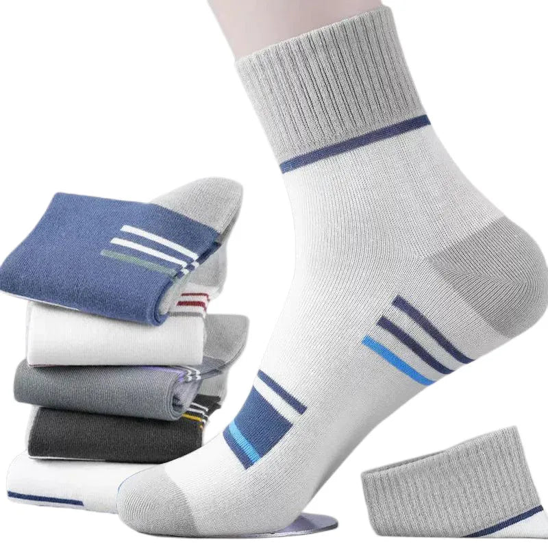 Men's Pure Cotton Socks Spring Striped Casual Socks Men's Anti-odor Antibacterial Business Socks High Quality Sports Socks Meias