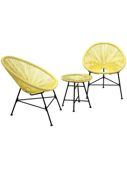 3PCS/set Balcony Cafe Table&Chairs Set Creative Breathable Moon Chair Heavy Loading Plastic Wire+steel Patio Furniture Set