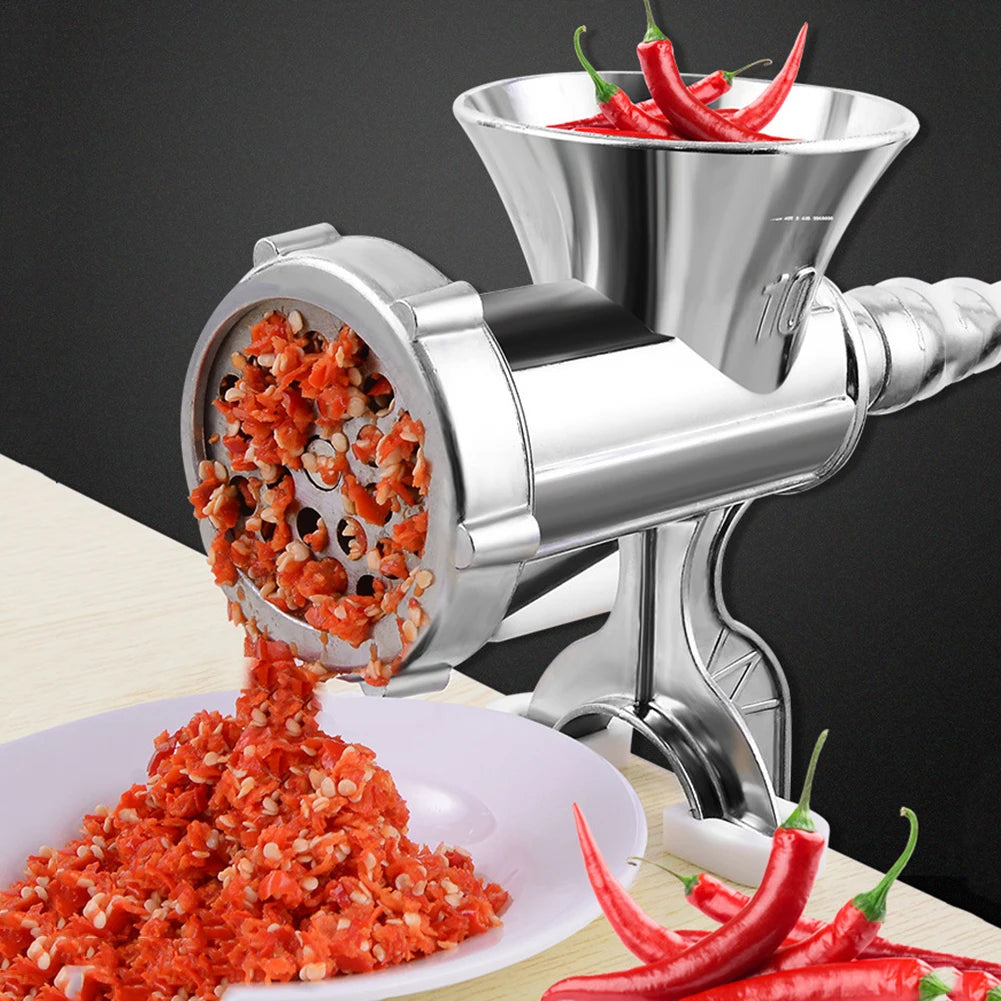 Manual Meat Grinder Silver Aluminum Alloy Powerful Meat Grinder Home Sausage Kitchen Appliances Chop Pepper Supplies Meat Mincer