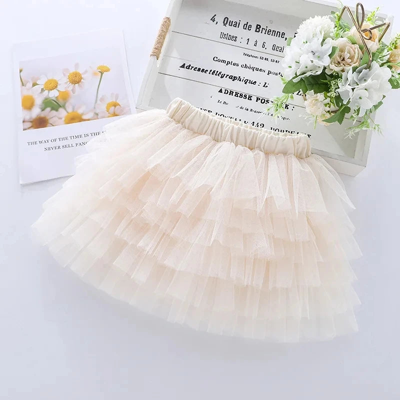 24-Hour Dispatch: 2024 Summer New Girls Six-Layered Gauze Half Skirt Pink Red Black Tutu Cute and Versatile for Everyday Wear