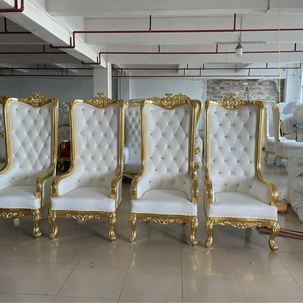 Wedding King Gold Throne PU leather Sofa Chairs Bride Groom Royal Chairs Outdoor Events Decor