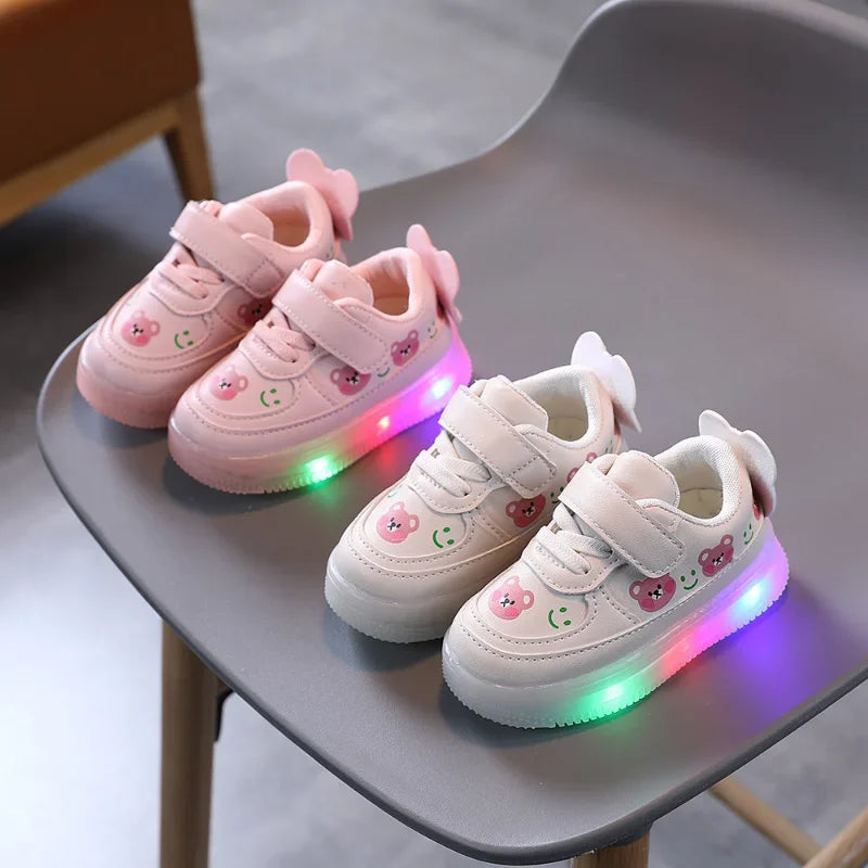 Zapatillas LED Kids Shoe Children Shoes for Girl Boy Luminous Casual Sneakers Non-slip Soft Glowing Little Bear Toddler Shoe운동화