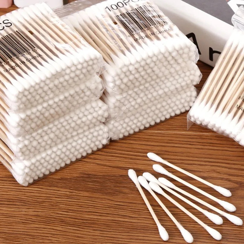 200pcs/Box Bamboo Baby Cotton Swab Wood Sticks Soft Cotton Buds Cleaning of Ears Tampons Cotonete Pampons Health Beauty