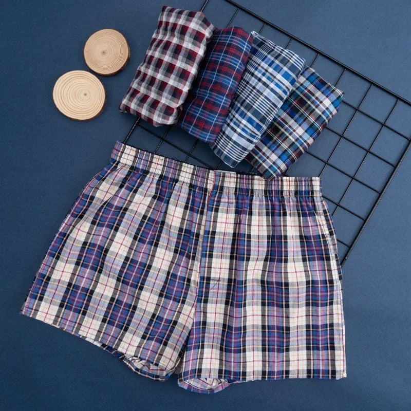 2/3/4/5/6/7/8 Pcs Mens Underwear Boxers Shorts Casual Cotton Sleep Underpants Plaid Comfortable Homewear Striped Beach Panties