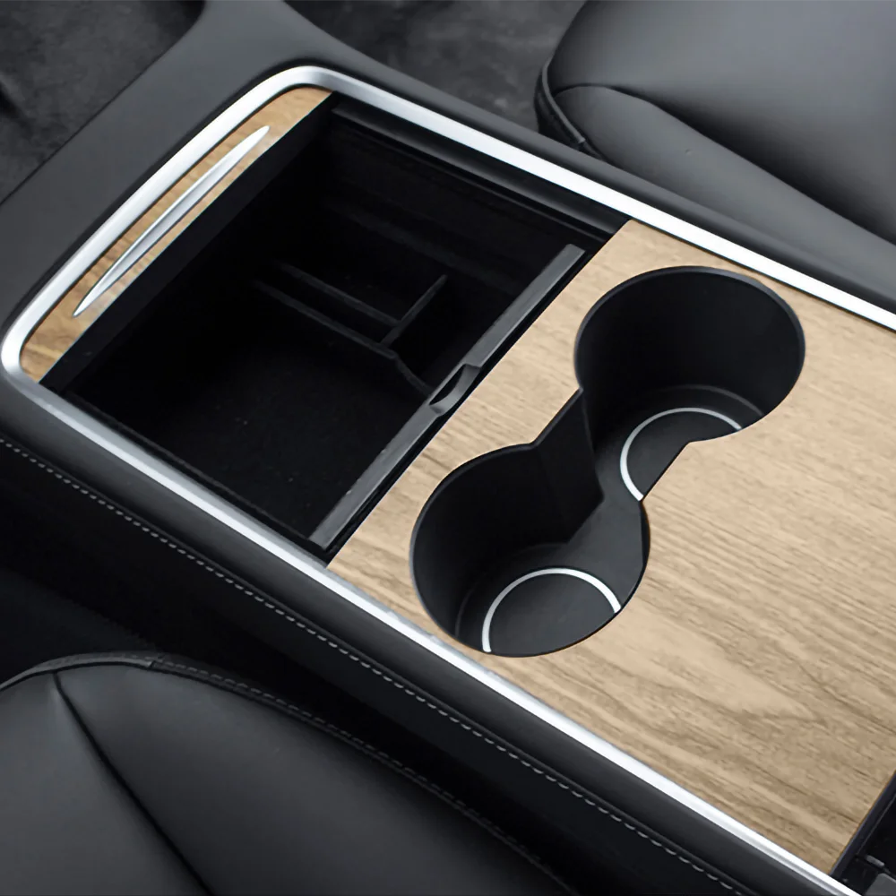 Autocollant de panneau de Console centrale pour Tesla modèle 3 Y 2021 – 2023, Film en Grain de bois, couverture de commande centrale en carbone, accessoires d'intérieur de voiture