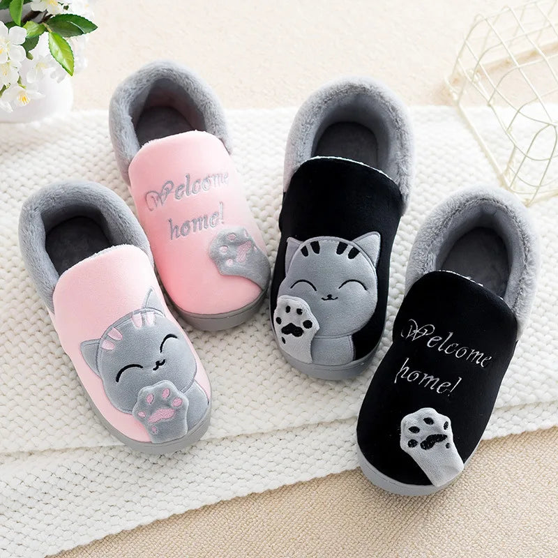 Children Indoor Slippers Winter Warm Shoes Kids Mum Dad Home Floor Slipper Cartoon Style Anti-slip Boys Girls Cotton Footwear