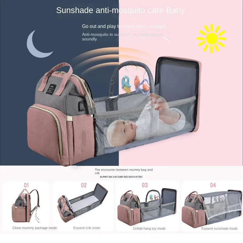 Baby Nappy Changing Bags Changing Station Portable Baby Bed Travel Bassinet Folding Crib Shade Cloth Changing Pad Waterproof