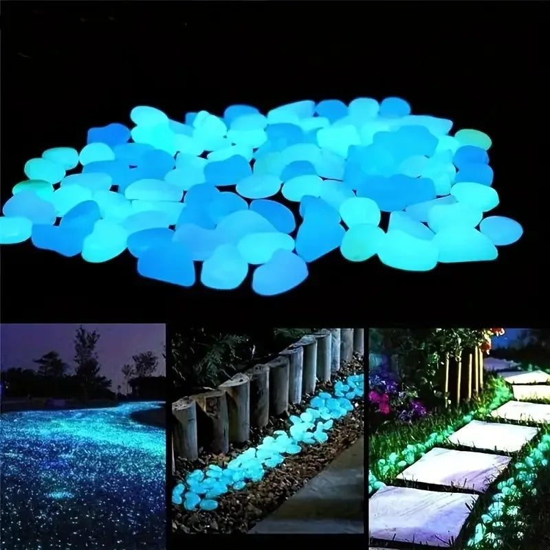 50/100Pcs Glow in the Dark Garden Pebbles For Sidewalk Garden Terrace Lawn Garden Patio Fish Tank Aquarium Decoration Glow Stone