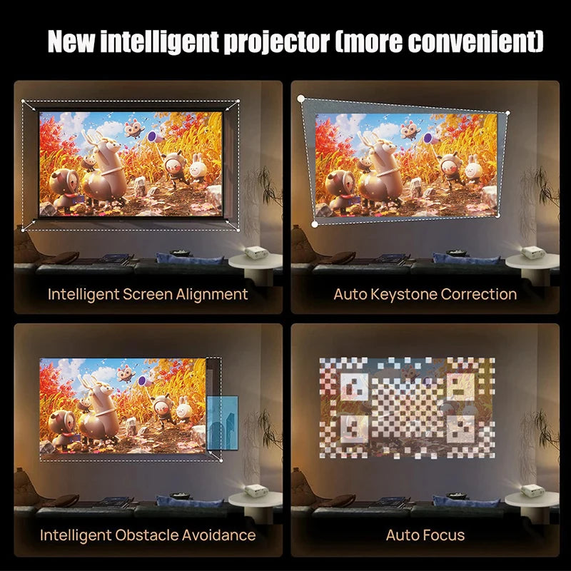 Projecteur DITONG 4K avec WiFi 6 et Bluetooth Auto Keystone Auto Focus Home Cinéma FHD Native 1080P Film extérieur