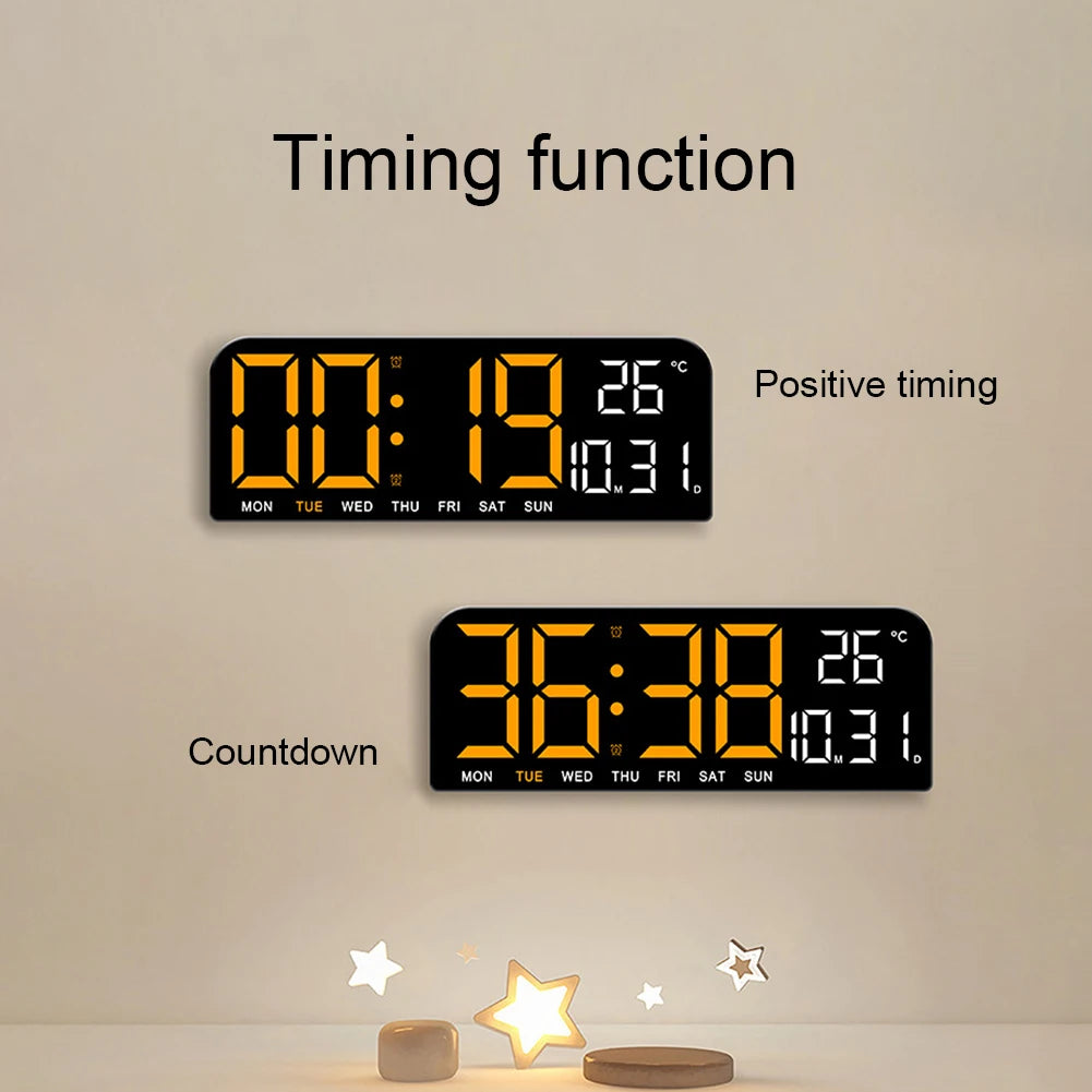 Electronic Digital Alarm Clock LED Display Clock with Sleep Button 5 Modes Adjustable Brightness Wall Desk Clock For Home Decor