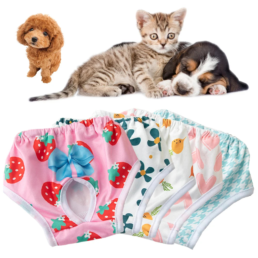 Dog Diapers Physiological Pant Flower Dog Diaper Clothes Puppy Women's Panties Shorts Underwear Princess Pet Panties Dog Clothes