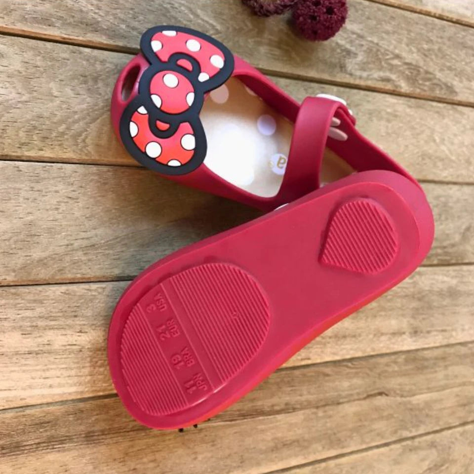 Disney Children's Sandals Girls Minnie Cartoon Garden Shoes 1-6 years old Waterproof Jelly Red Black Shoes Size 20-31