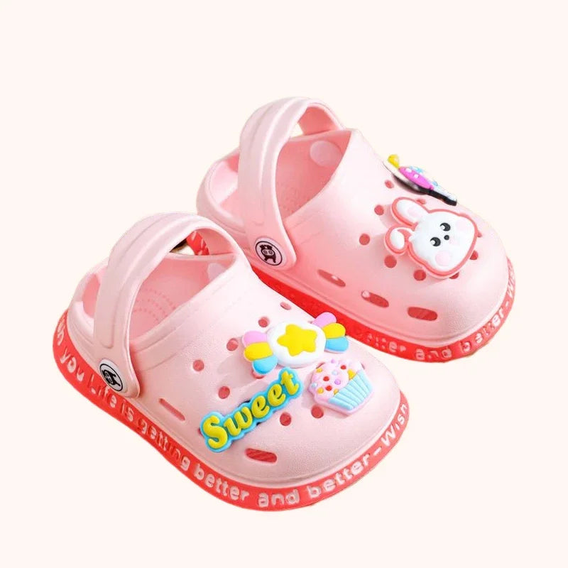 Summer Kids Sandals Hole Children's Shoes Slippers Soft Anti-Skid Cartoon DIY Design Hole Baby Shoes Sandy Beach For Boys Girls