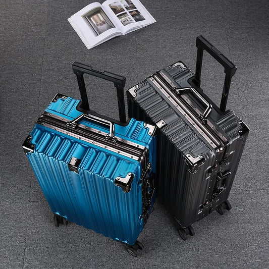 Trolley Luggage Aluminum Frame Rolling Luggage Case 20 24 26 28 inch Travel Suitcase on Wheels Combination Lock Carry on Luggage