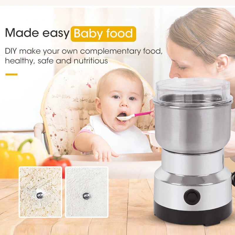 Mini Electric Grinder Household 300ml Ultrafine Baby Food Pulverizer Coffee Grinder Spice Pepper Grinder Grain Mill 2/4 Blades_Yu Sweetie