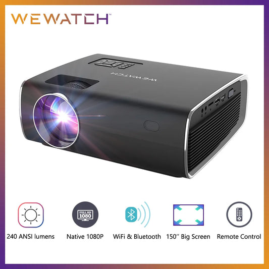 WEWATCH V56 natif 1080P Full HD projecteur de film WiFi Bluetooth haut-parleur intégré vidéoprojecteur pour films en plein air Home Cinema.