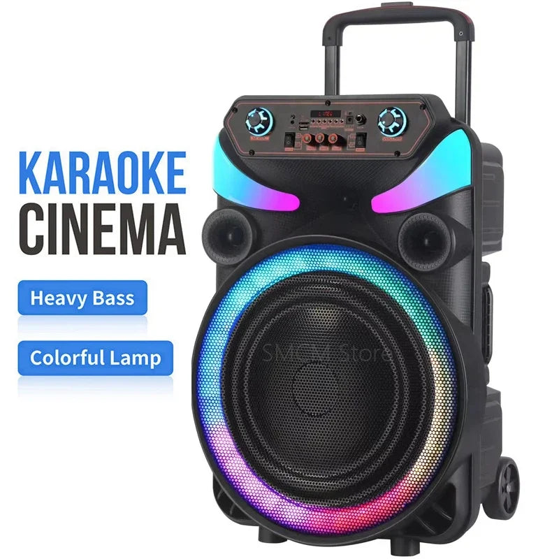 15 Inch Peak Power 1500W Outdoor Bluetooth Speaker Portable Karaoke Party Soundbox Subwoofer with Mic Remote Control Audio A65